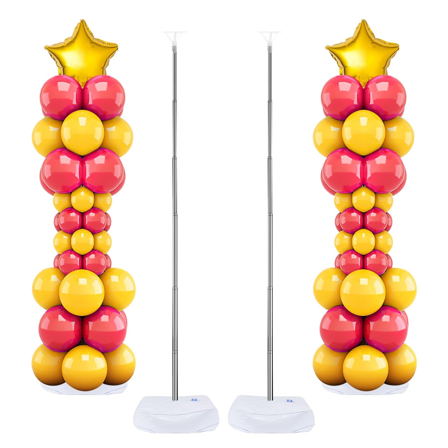 Balloon Column Stand Set of 2, 6.6ft Balloon Arch Stand Adjustable Balloon Column kit with Base Telescopic for Baby Shower Wedding Birthday Graduation