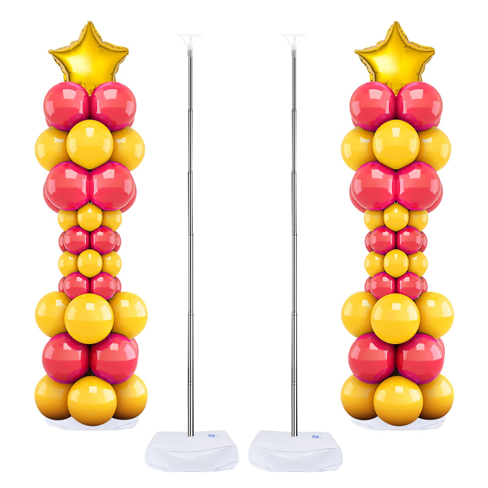 Balloon Column Stand Set of 2, 6.6ft Balloon Arch Stand Adjustable Balloon Column kit with Base Telescopic for Baby Shower Wedding Birthday Graduation