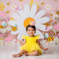 YOUAME Bohemian First Birthday Crown - Girl's 1st Trip Around the Sun Outfit, Sun Party Decorations (Pink)