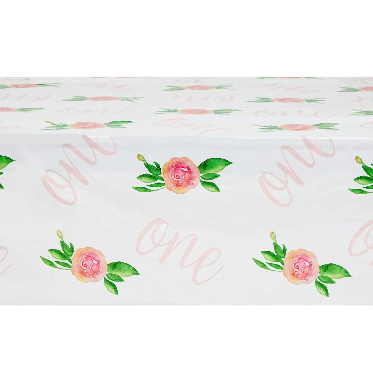 Juvale 1st Birthday Tablecloths for Girls - 54 x 108 in, 3-Pack, Pink Floral Plastic - Some Bunny is One Theme & Waterproof Disposable Cover
