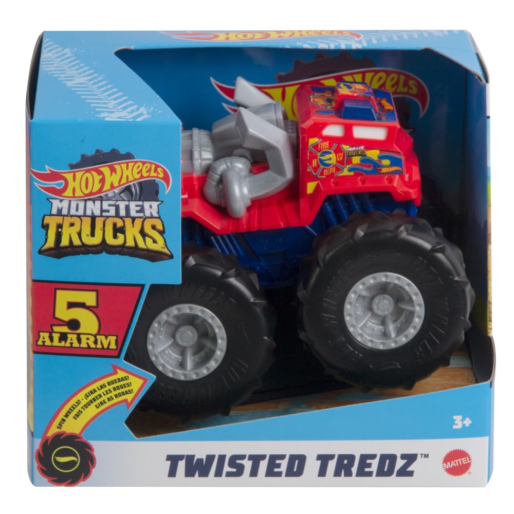 Hot Wheels Monster Trucks Twisted Tredz Vehicles, Creature-Themed 1:43 Scale Toy Truck with Pull-Back Motor & Giant Wheels, Gift for Kids Ages 3 Years