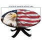 American Flag Round Fitted Tablecloth Elastic Edged Table Cover, Blue Red Eagle Flag Wipeable Table Cloths for Kitchen Dining Party Use, Fit for 28"