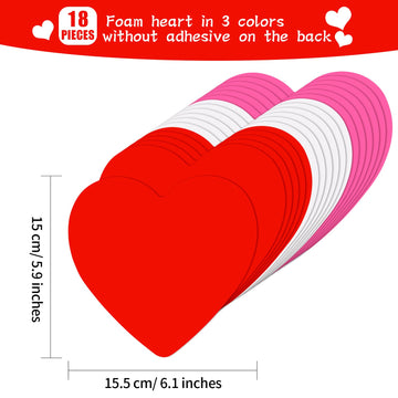 388 Pieces Valentine's Day Foam Heart Stickers Kit Includes 18 Pcs Colorful Large Foam Hearts and 370 Pcs Glitter Self-Adhesive Heart Stickers