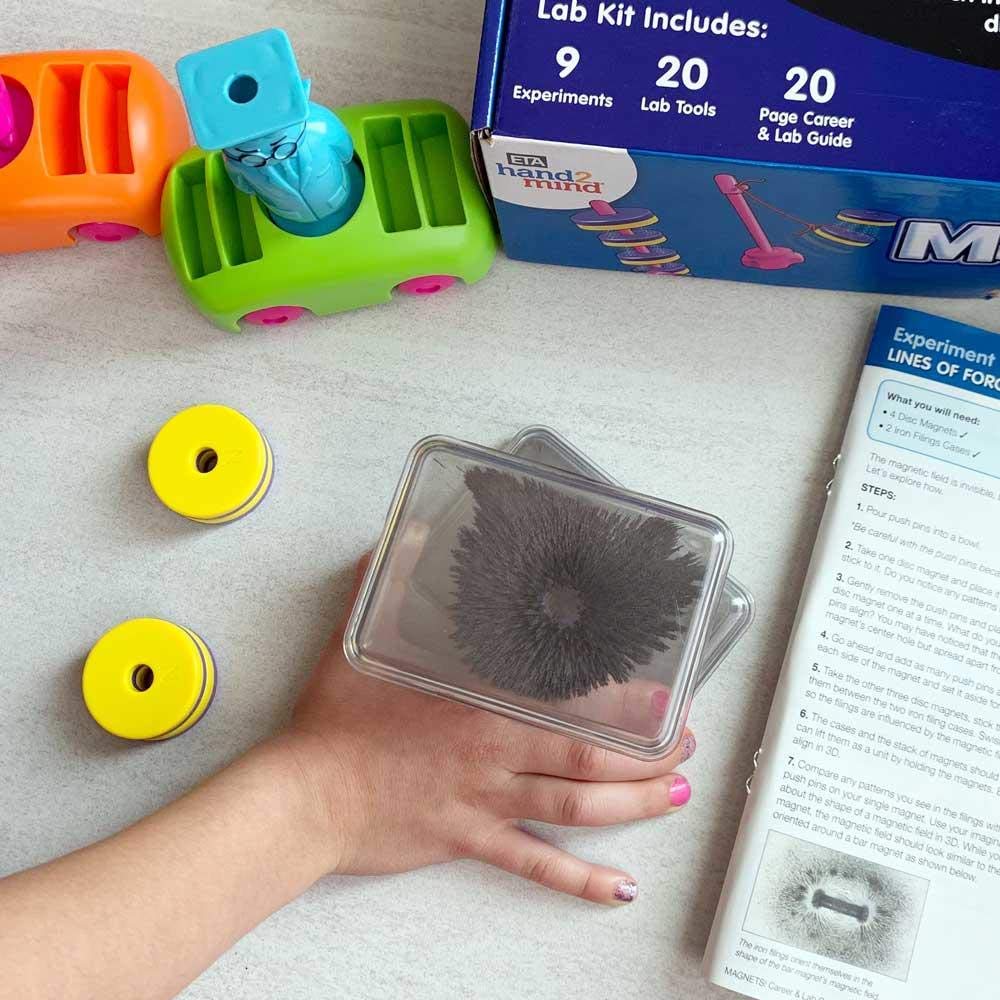 hand2mind Magnetic Science Kit for Kids 8-12, Kids Science Kit with Fact-Filled Guide, Make Magnets Float and Build a Compass, STEM Toys, 9 Science