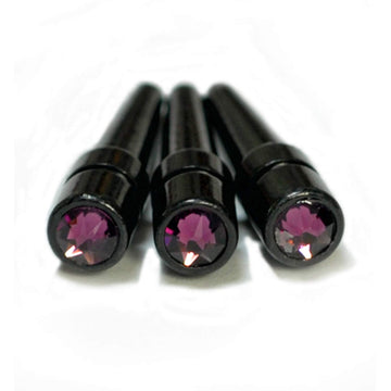 WE Games Black Metal Cribbage Pegs with Austrian Crystals - Set of 3 - Amethyst Purple