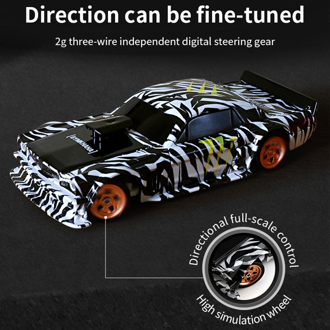 RC Drift Car, 1:43 Scale Drifting RC Cars, 2.4GHz 4WD RC Race Car, 15km/h High-Speed Remote Control Drift Car Vehicle with LED Lights Drifting Tire