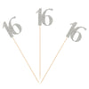 Pack of 10 Silver Glittery 16th Birthday Centerpiece Sticks Number 16 Table Topper Birthday Anniversary Pary Decorations