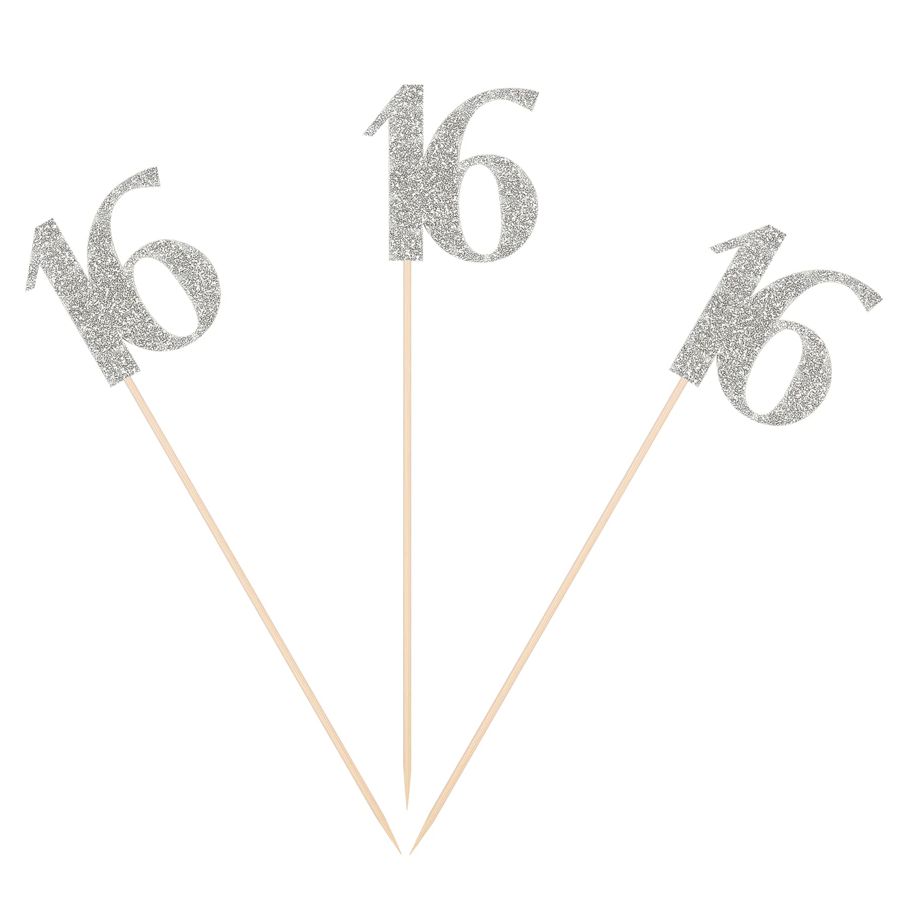 Pack of 10 Silver Glittery 16th Birthday Centerpiece Sticks Number 16 Table Topper Birthday Anniversary Pary Decorations