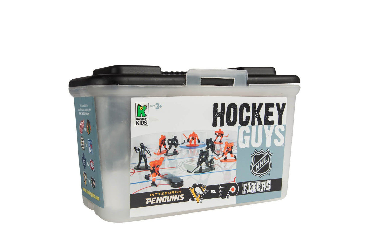 Kaskey Kids NHL Hockey Guys, Penguins vs. Flyers, 27 Pieces in Each Set, Includes 2 Teams, Accessories, and Travel Storage Case, Nostalgic Sports