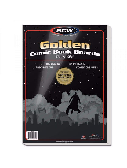 BCW Golden Age Comic Backing Boards - 100 Pack | Certified Acid-Free Comic Book Storage | 7 1/2 x 10 1/2 Inch Dimensions | Archival-Quality Boards