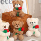 YUKOUQIAN Teddy Bear Stuffed Animal Cute Flower Plush Doll Toy 8 inch for Girls Boys Christmas (Bear Flower White)