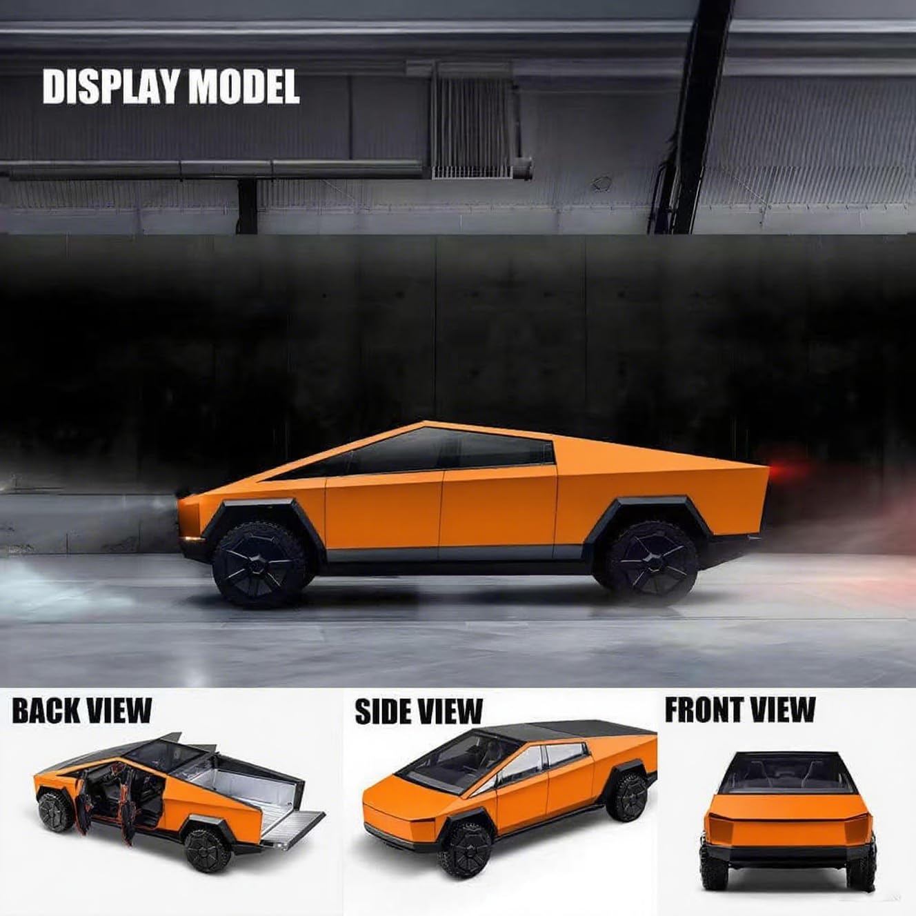 Powvan Truck Toy Zinc Alloy Model with RV Motorcycle EV Vehicle 1/32 Orange Car for Boys Girls Age for 3+