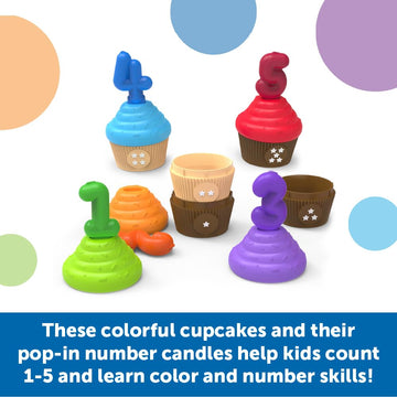 Learning Resources Counting Cupcakes - Number and Color Recognition Skills, Kitchen Play Food for Kids, Fine Motor Skills, Matching Toys, Homeschool,