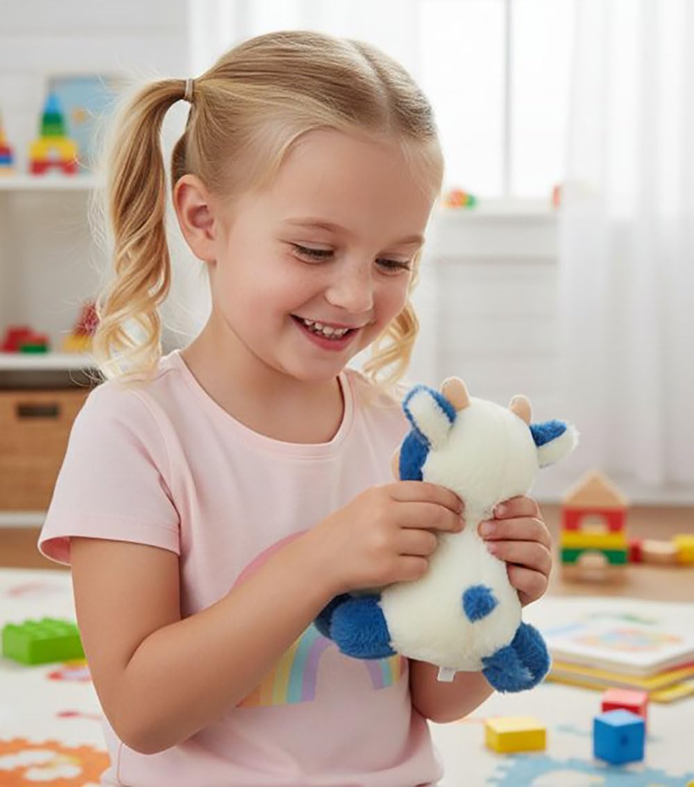 Sibupue Cow Stuffed Animals Soft Plush Cute Cow Doll for Boys Girls 8in (zuo NIU Shen lanse)
