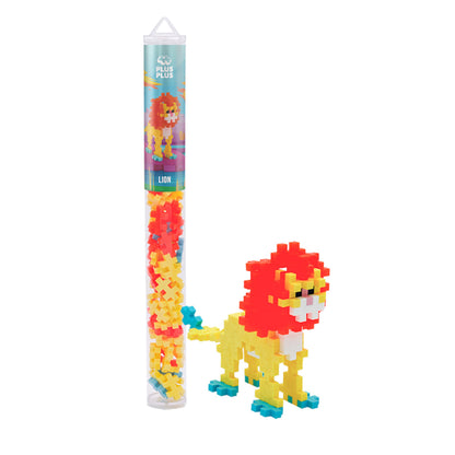 PLUS PLUS Lion - 3D Animal Figure Building Block Set Tube, Mini Interlocking Puzzle Pieces - Fun Stem Toys for Kids