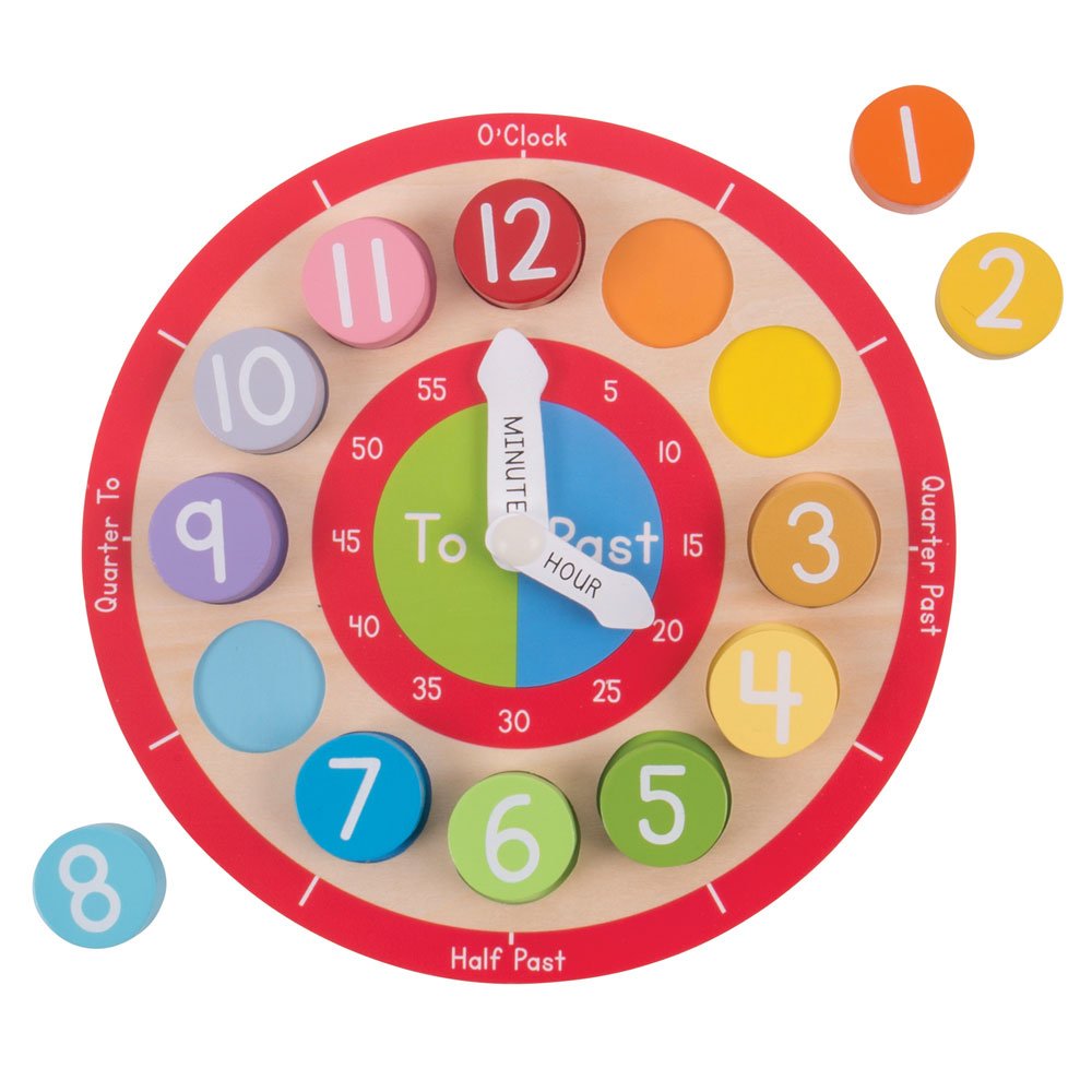 Bigjigs Toys Wooden Teaching Clock - Tell The Time
