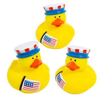 Fun Express Patriotic Rubber Ducks Party Favors 12 Pack - Mini Duckies Bulk for Kids Birthday, Classroom Prizes, Treasure Box Toys | Jeep Ducks