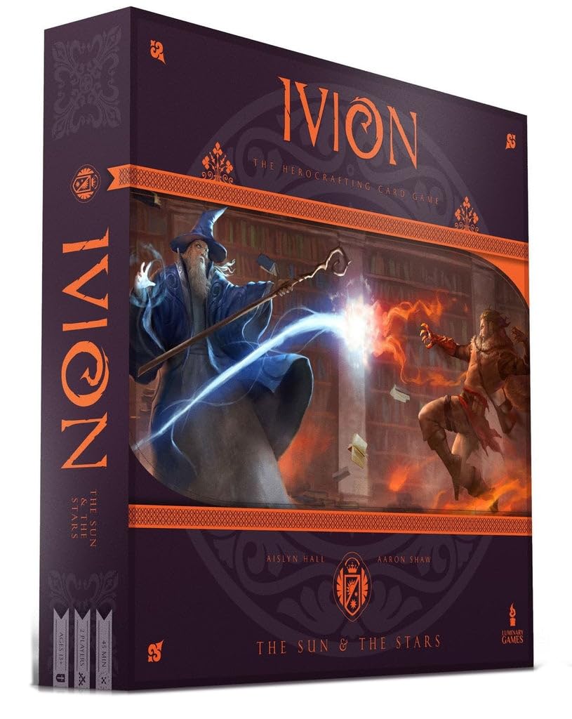 IVION: The Sun and The Stars | APE Games | Board Game | 2 Players | 20-60 Minutes | Ages 14+ | Fantasy | Hero Dueling | Deck Building | Cross