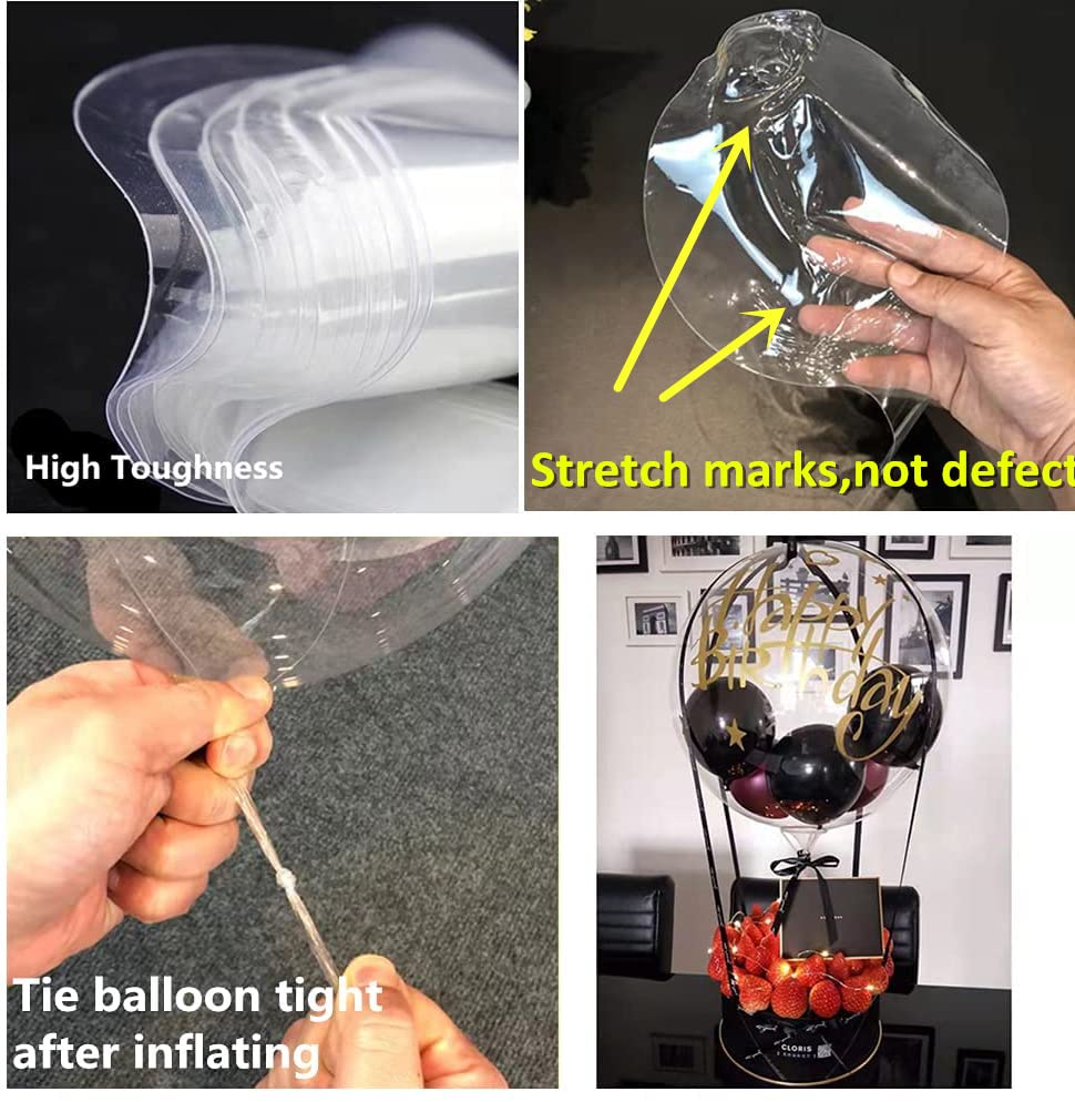 Clear Balloons, Pre Stretched 20" Clear Balloons Transparent 15Pcs Big BoBo Bubble Balloons for Indoor Outdoor Christmas New Year Party Decoration