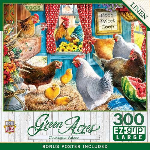MasterPieces Green Acres - Cluckington Palace 300 Piece EZ Grip Puzzle, Extra Large Pieces, Linen Finish, Ages 12+