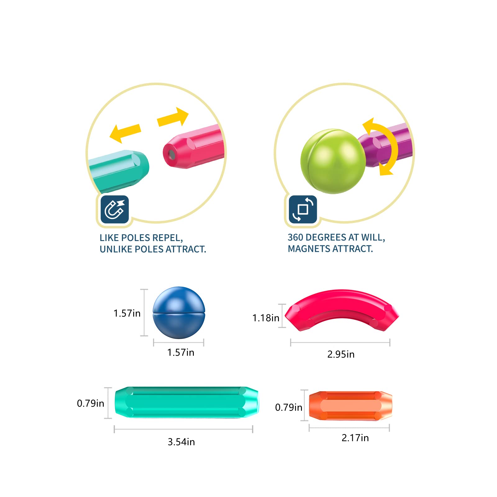 Ferthor Fun Magnetic Balls and Rods Set Building Blocks Magnets for Kids,Learning & Education Toys,Magnetic Sticks Blocks,Montessori Toys