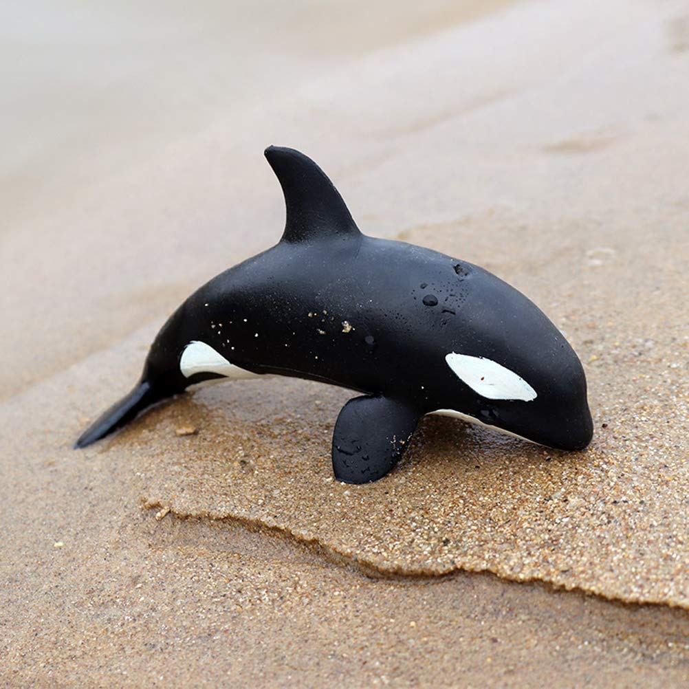 FLORMOON Animal Figures Realistic Little Killer Whale Plastic Early Educational Toys Cupcake Topper Party Gift for Kids 2+ Year Old
