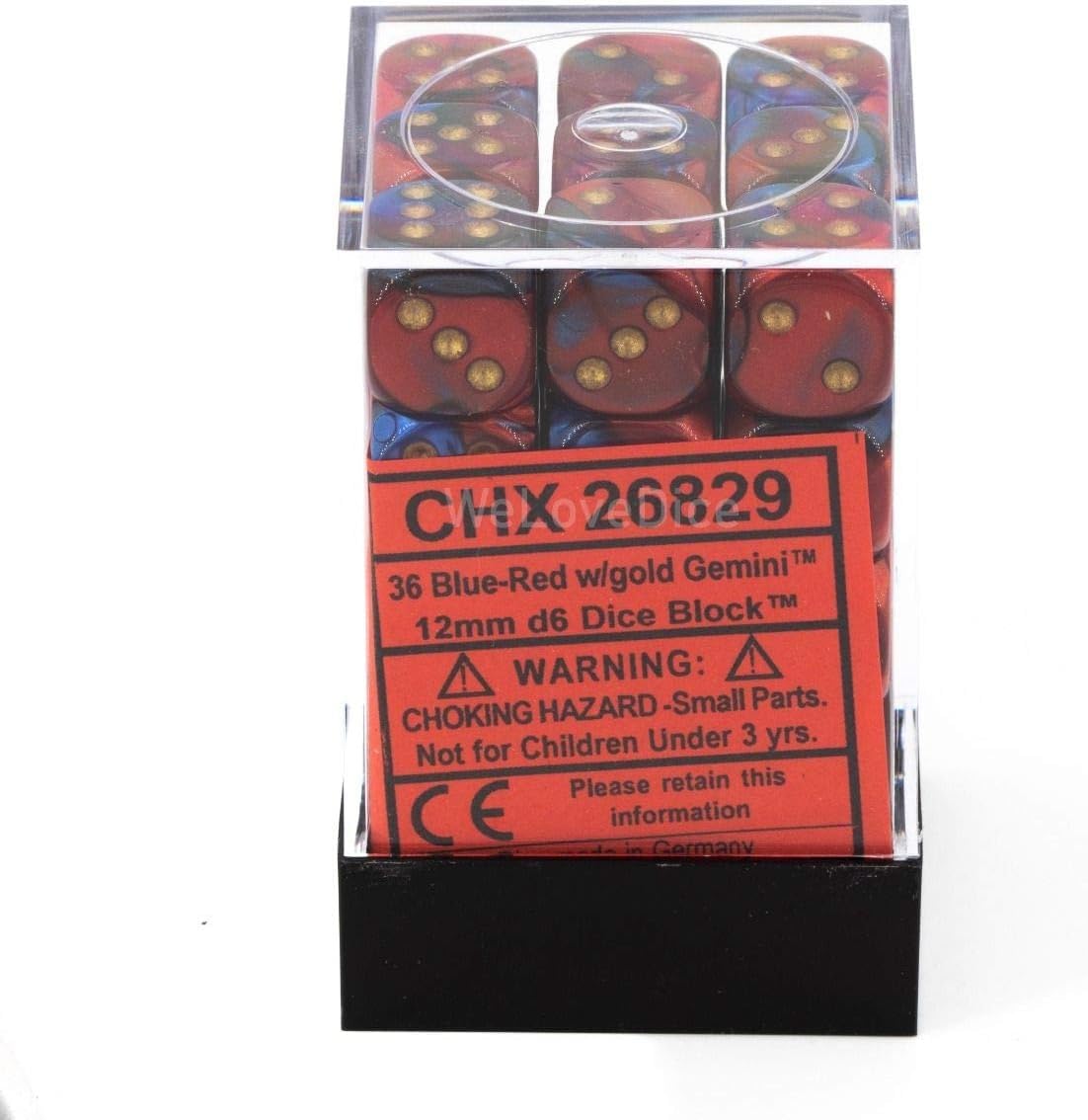 Chessex DND Dice Set D&D Dice-12mm Gemini Blue, Red, and Gold Plastic Polyhedral Dice Set- for Dungeons and Dragons Dice Includes 36 Dice - D6
