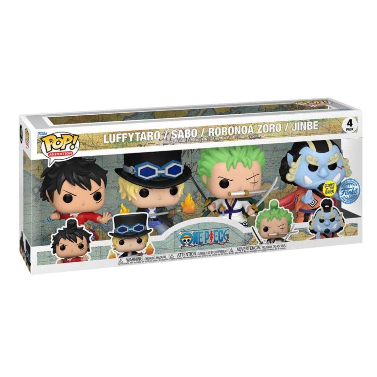 Funko Pop! Animation: One Piece - Monkey D. Luffy - 4 Pack - Glow in The Dark - Collectable Vinyl Figure - Gift Idea - Official Merchandise - Toys for