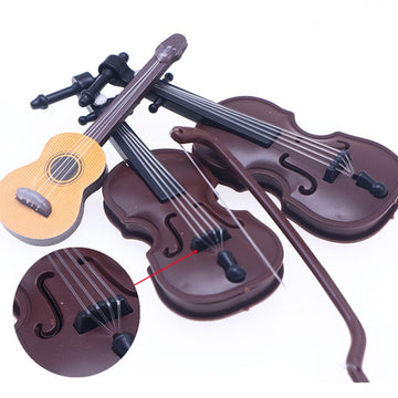 Tiosen Miniature Violin Collectible with Stand, Bow and Case, Dollhouse Musical Instrument Decoration