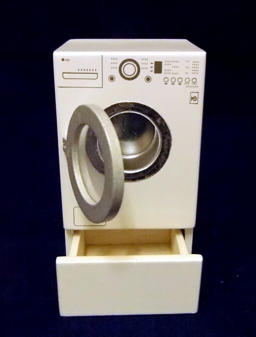 Dollhouse Miniature Modern Front Load Washing Machine w/ Riser