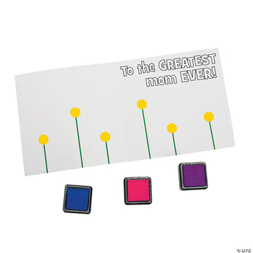 Fun Express Mothers Day Crafts for Kids Classroom - Thumbprint Flower Card Making Kit for Kids 6-8 & 8-12 | Spring Crafts Bulk Set Makes 12 DIY