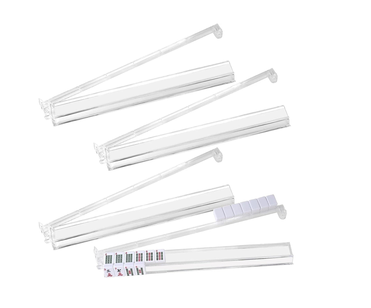 C&H Solutions American Mahjong All-In-One Transparent Tile Rack & Pusher Arm,Clear Combo Racks With Pushers- Set of 4 By C&H®