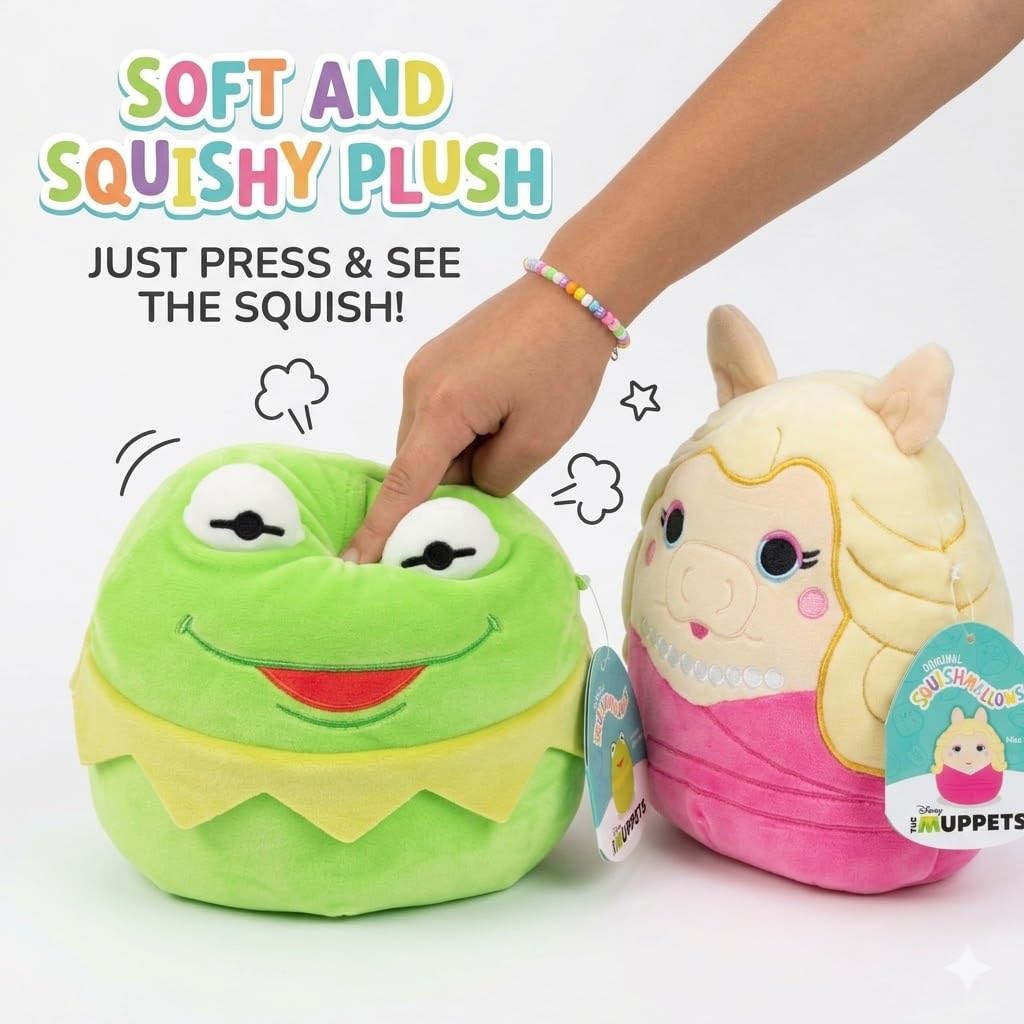 Squishmallows Original 8-Inch The Muppets Show Kermit & Miss Piggy (2 Pack) Official Jazwares Disney Plush - Collectible Soft & Squishy Stuffed Animal