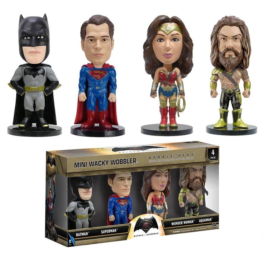 Funko Wacky Wobbler: Batman vs Superman - Minis Action Figure (4 Pack)