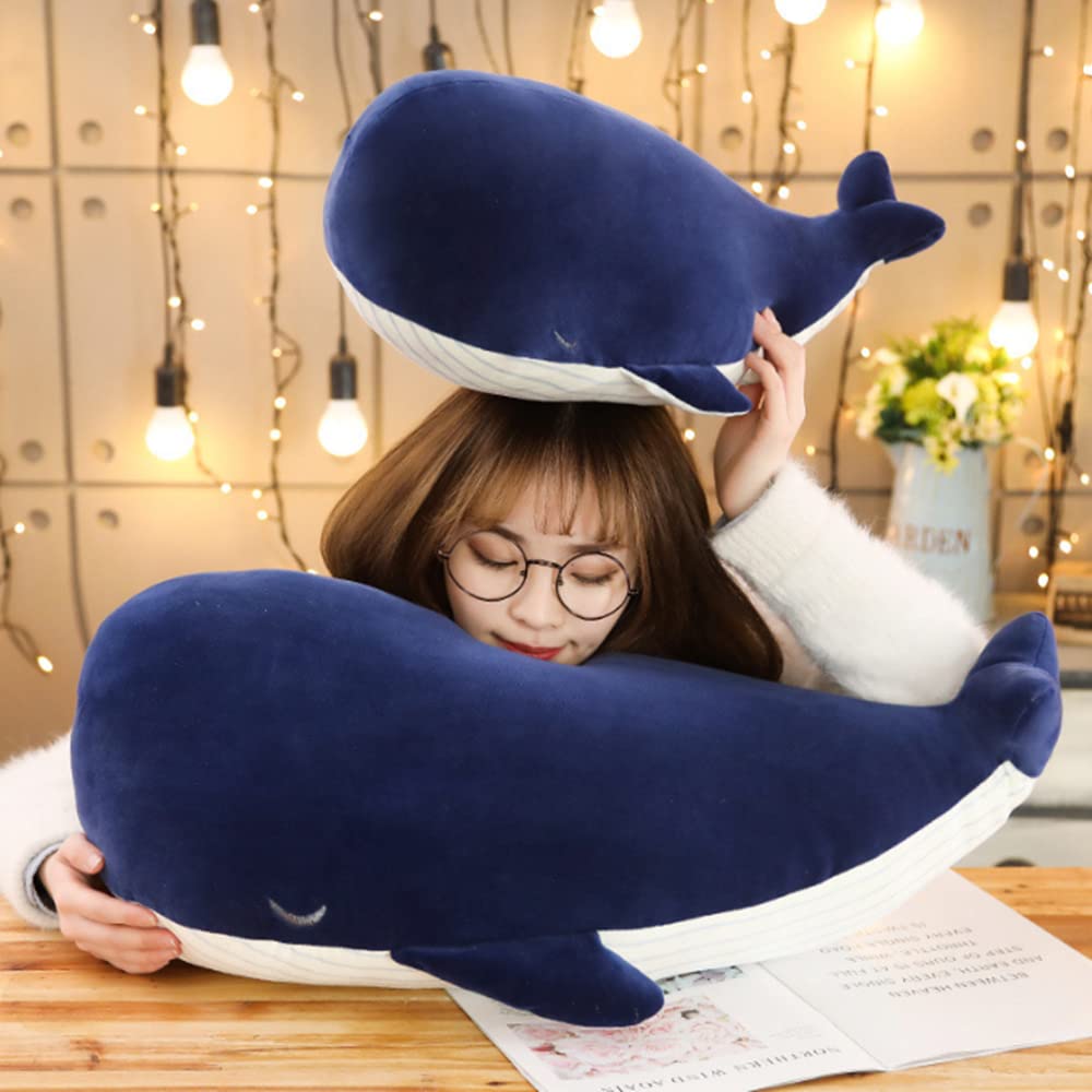 JPORSHU 10inches Soft Simulation Big Blue Whale,Marine Life Dolphin Doll Plush Toy?Back Cushion Children Birthday Gift
