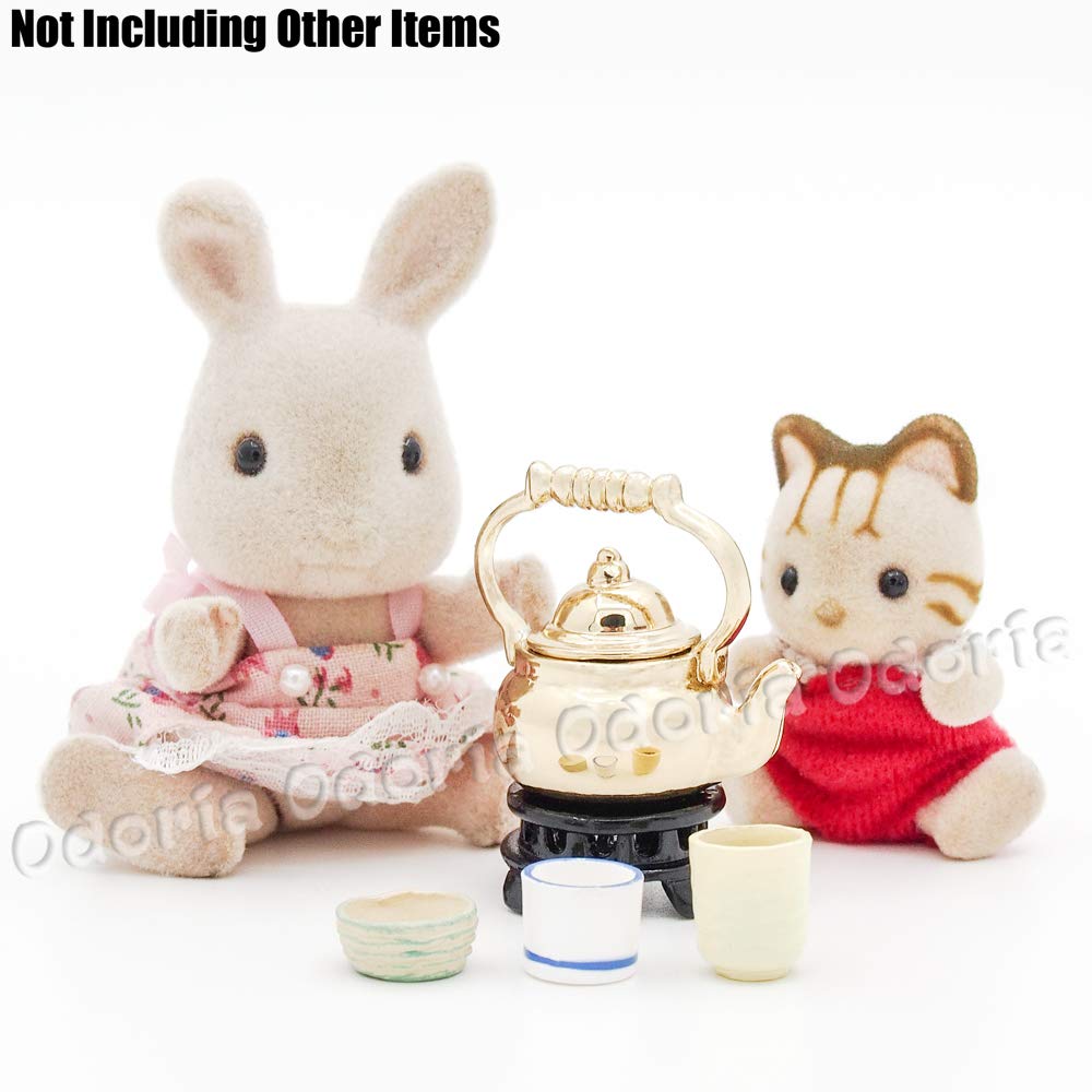 Odoria 1/12 Miniature Tea Kettle Dollhouse Decoration Accessories, Gold