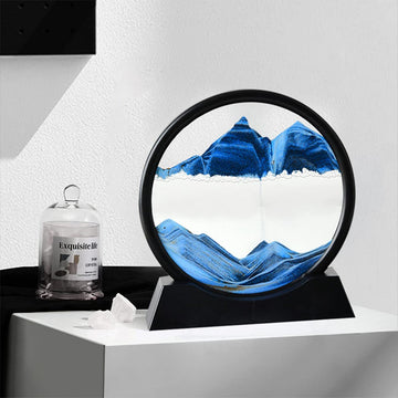 ANXUS Moving Sand Art Picture in Motion Round Glass 3D Deep Sea Sandscape Display Flowing Sand Frame, Sensory Relaxing Desktop Home Office Work Desk