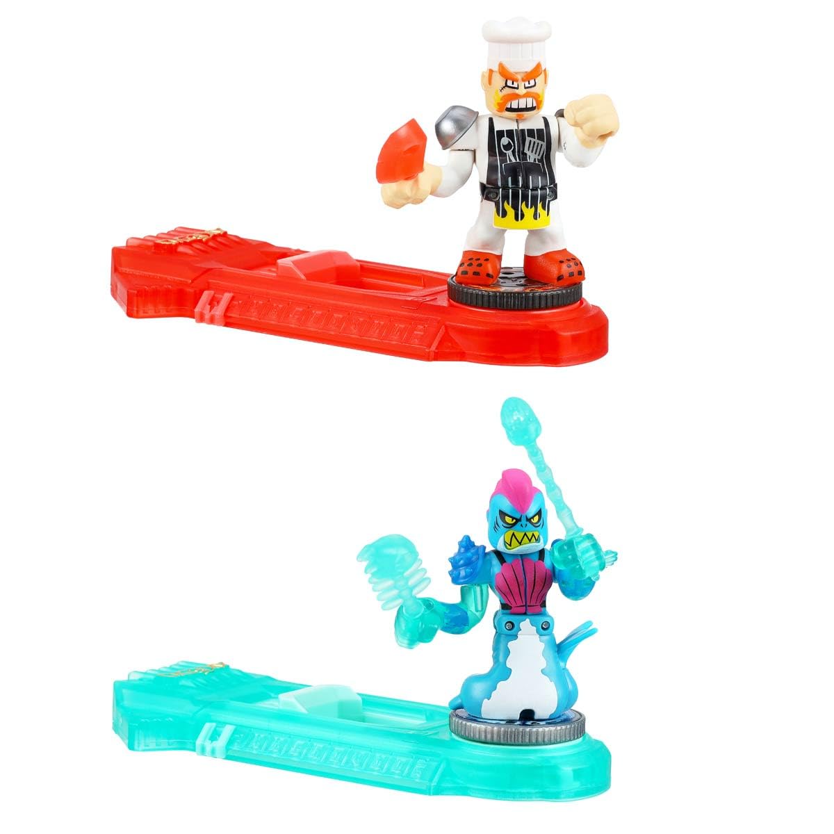 Legends of Akedo Powerstorm Versus Pack 2 Mini Battling Action Figures and 2 Battle Controllers Epic Briny Versus Bun Burner, Multicolor (15170)
