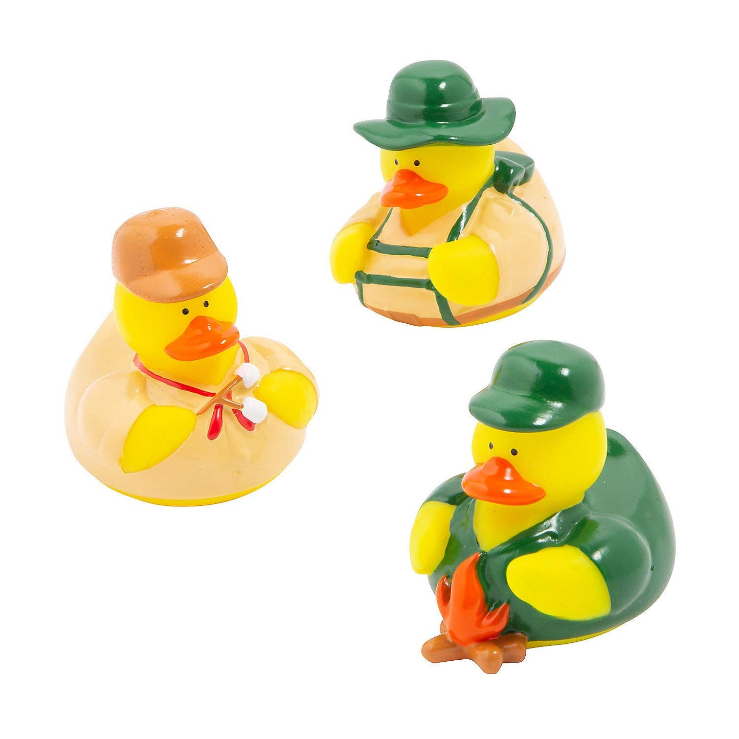 Fun Express Camping Rubber Ducks 12 Pack - Mini Ducks Party Favors for Kids Birthday | Bulk Toys Treasure Box Prizes for Classroom | Rubber Duckies