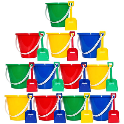 Holady 12 Pack 5'' Inch Sand Beach Buckets Pail with Beach Shovels,Sand Bucket Water Bucket for Beach Fun Great Summer Party Accessory