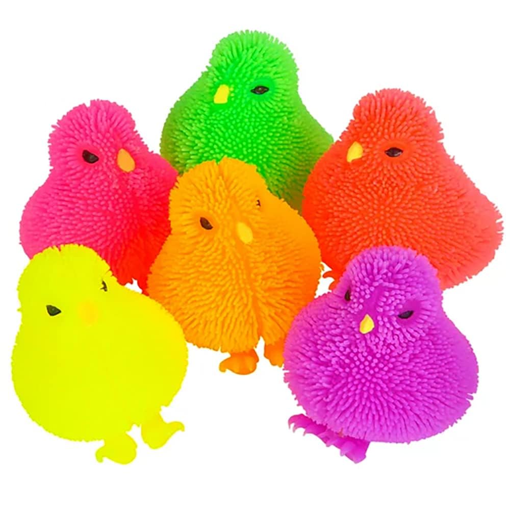 The Dreidel Company 12-Count Chicken Puffer Rubber Duck Toy Duckies for Kids, Stress Reliever Toy for Kids, Bath Ducky, Birthdays, Baby Showers