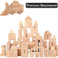Pidoko Kids Wooden Blocks - 100 Pcs - Building Blocks for Toddlers - Includes Storage Container with Shape Sorter Lid - Natural Beech Wood Blocks