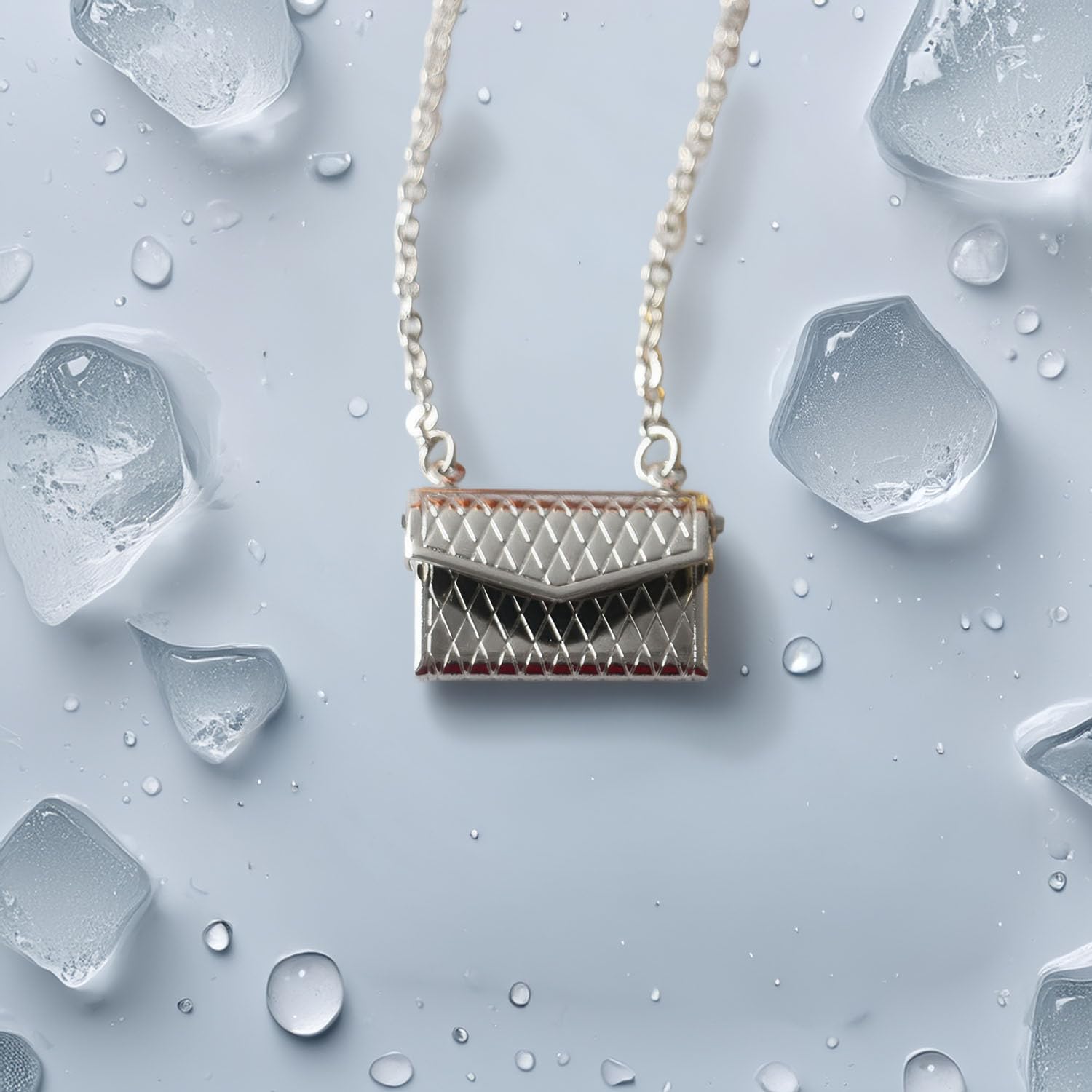 Miniature Alloy Handbag (Gold/Silver Option): 1:12 Scale Fashion Purse with Chain for Dollhouse Wardrobe, Boutique Scene, Adult Collector (Silver)