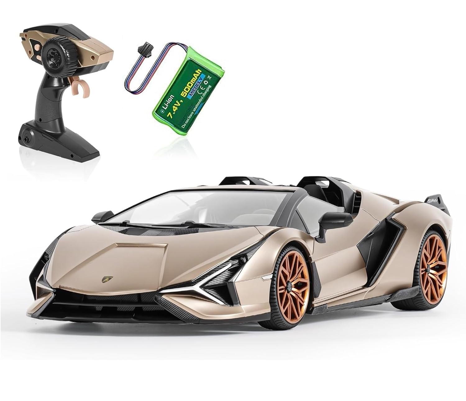 MIEBELY Lamborghini Remote Control Car, 1:16 Scale Lambo Toy Car 7.4V 500mAh Officially Licensed 12Km/h Rc Cars with Led Light 2.4Ghz Model Car
