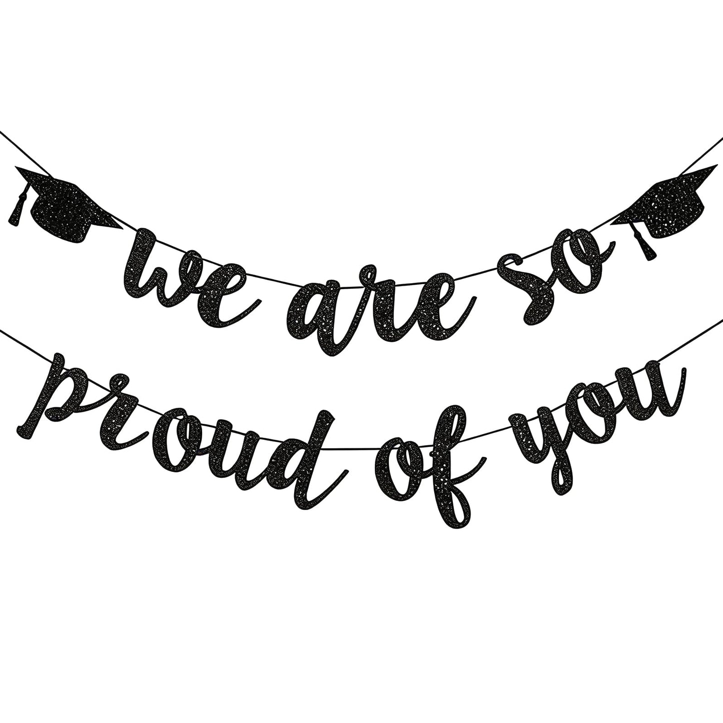 2026 Graduation Banners Party Decorations Black Glitter Grad Banner Garland