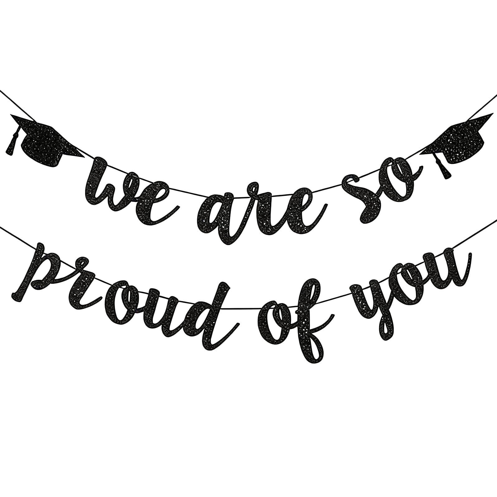 2026 Graduation Banners Party Decorations Black Glitter Grad Banner Garland