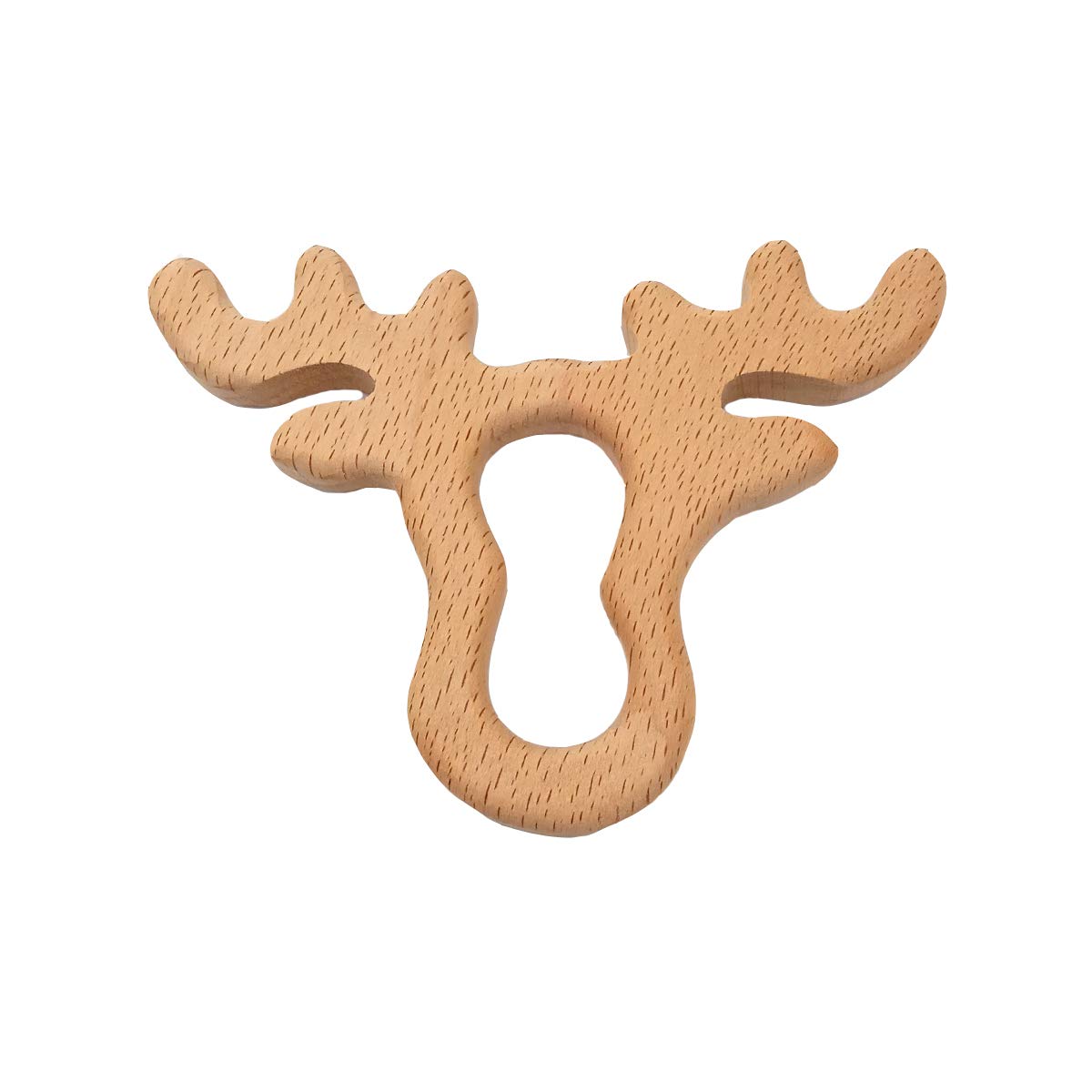 2pcs Natural Wooden Antlers Montessori Toy Pendant Pure Natural Beech Wood Animal Shape Toys for Handmade Necklace/Bracelet (Antlers 2pcs)