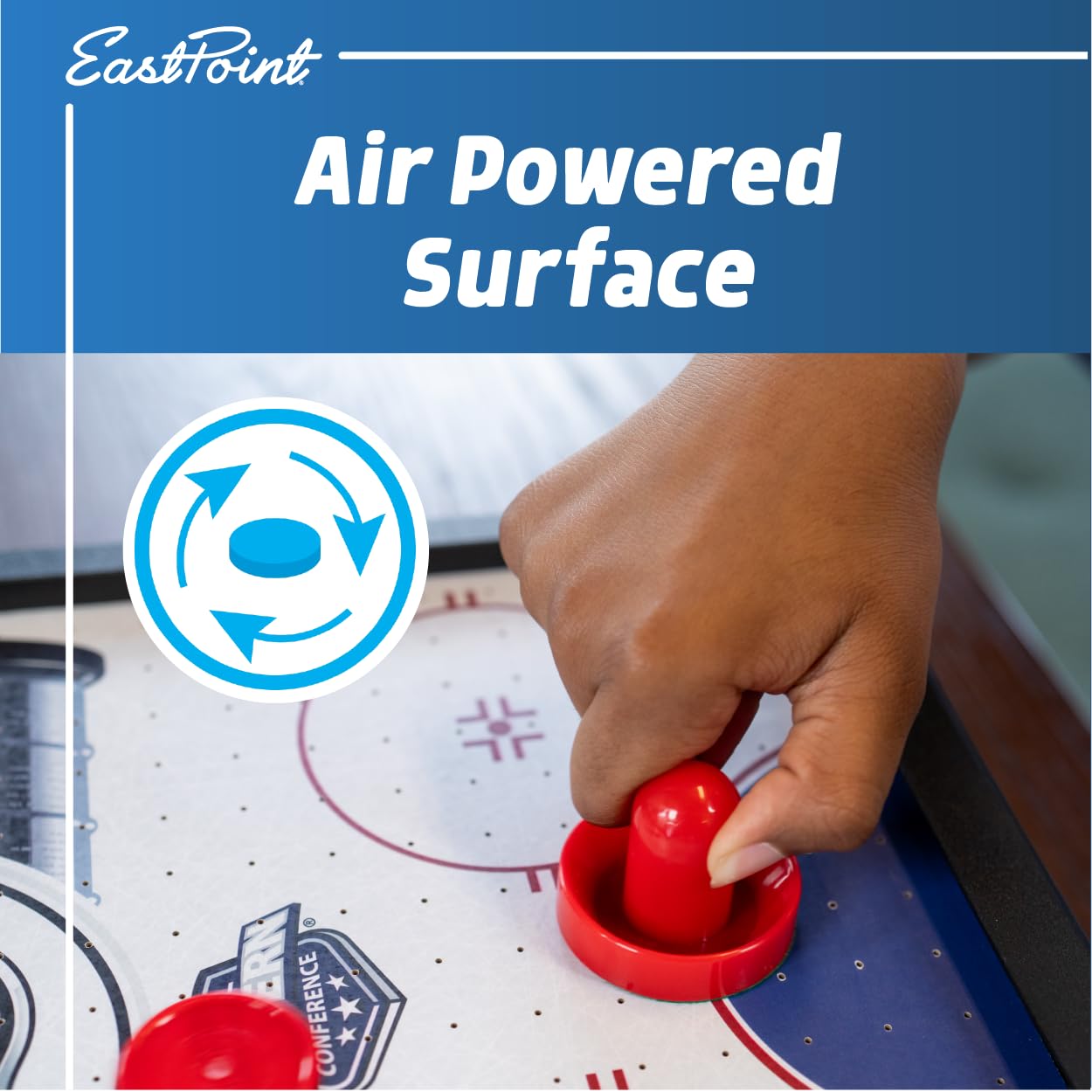 EastPoint Tabletop Air Hockey Table Pro - Black & White - LED Scoreboard for Hockey Game - Includes Pucks & Pushers for Table Games for Kids - Compact