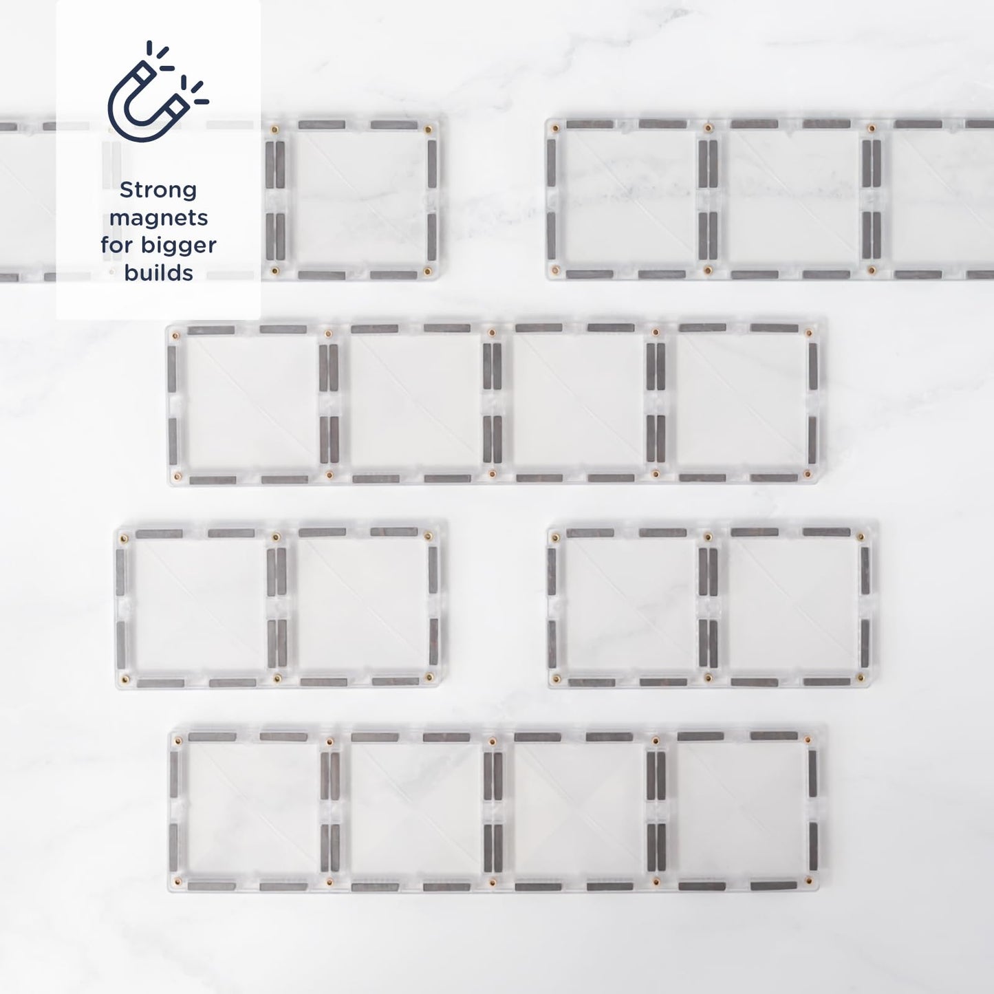 CONNETIX Magnetic Tiles Clear Rectangle Pack, 12 Pieces