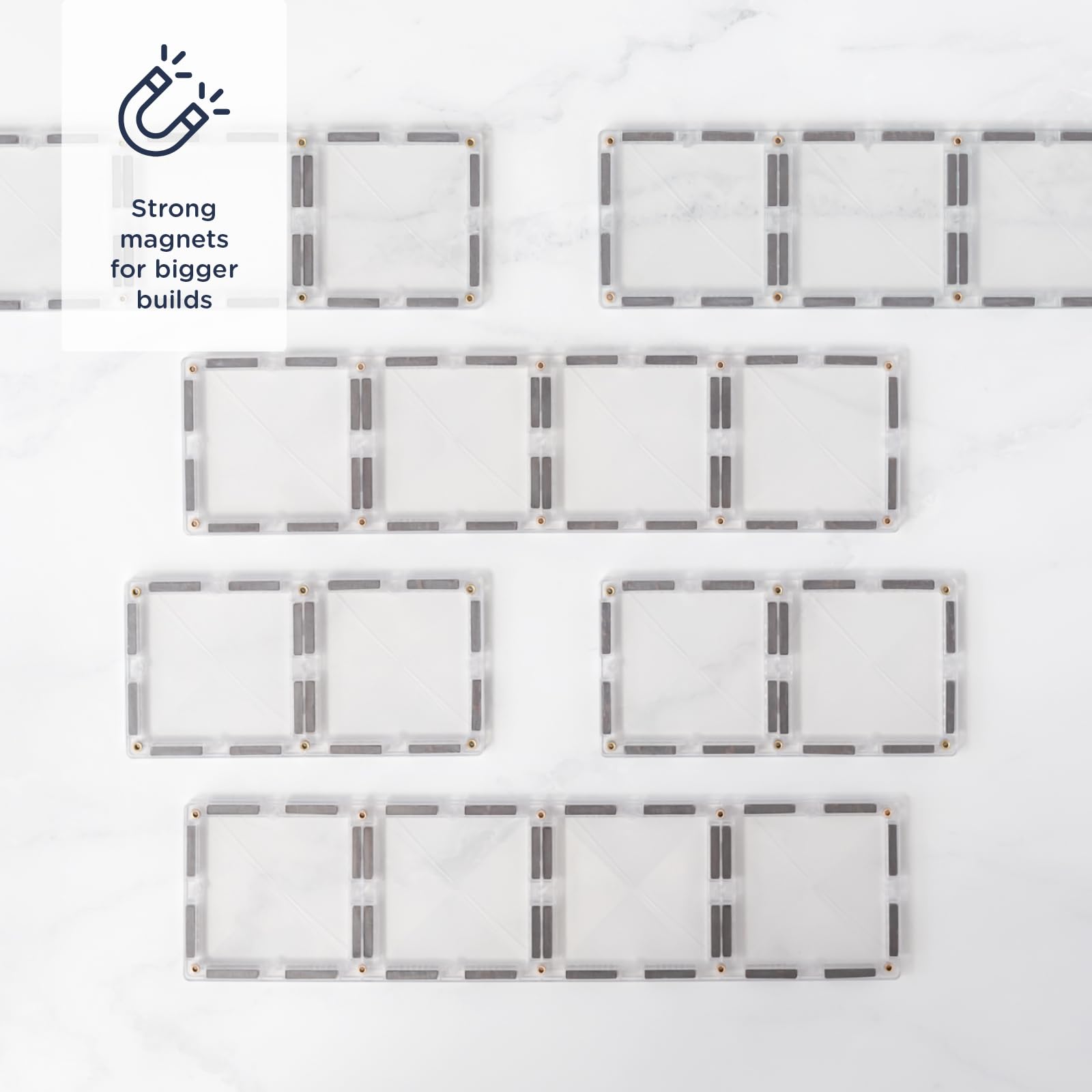CONNETIX Magnetic Tiles Clear Rectangle Pack, 12 Pieces